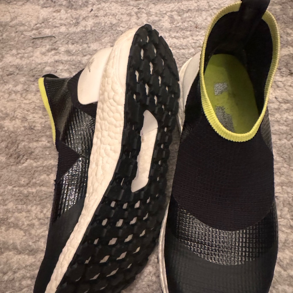 Adidas by Stella McCartney Black Slip-On Athletic Sneakers with Yellow Trim
